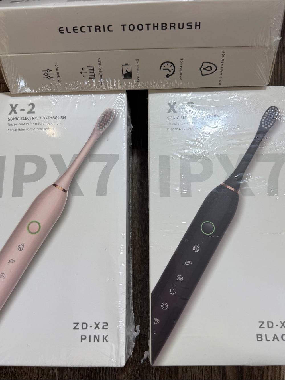 Lot of 2 ZD-X2 Sonic Electric Toothbrush - Pink / Black with replacement heads